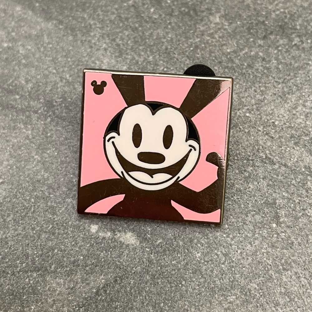 Disney Hidden Mickey Oswald the Lucky Rabbit Pink Black Enamel Pin